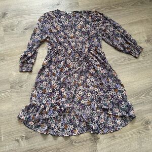 blue island Purple Floral Long-Sleeve Tunic Top